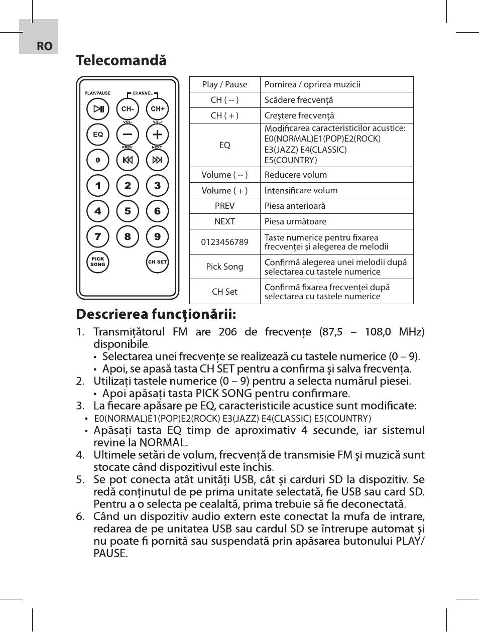 Telecomandă | Acme F100-01 User Manual | Page 60 / 72