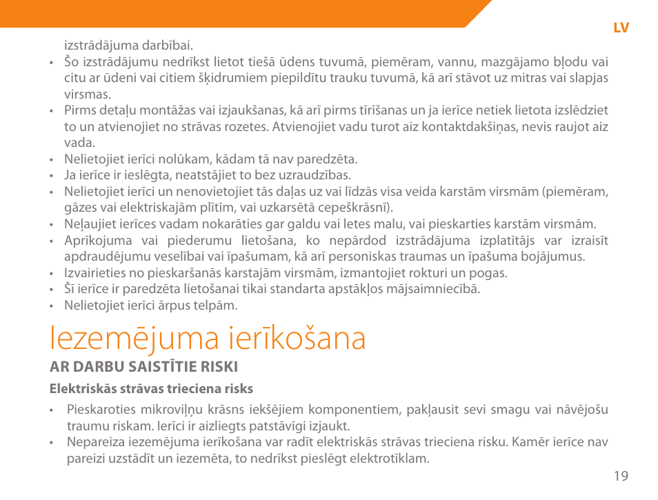 Iezemējuma ierīkošana | Acme GE200 User Manual | Page 19 / 102