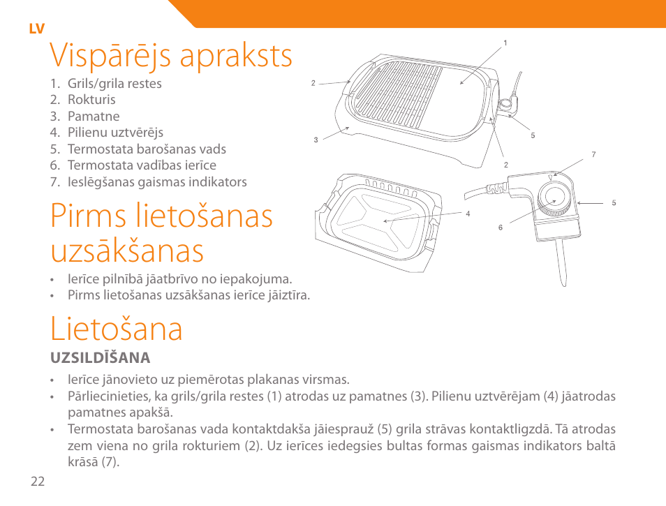 Vispārējs apraksts, Pirms lietošanas uzsākšanas, Lietošana | Acme GE200 User Manual | Page 22 / 102