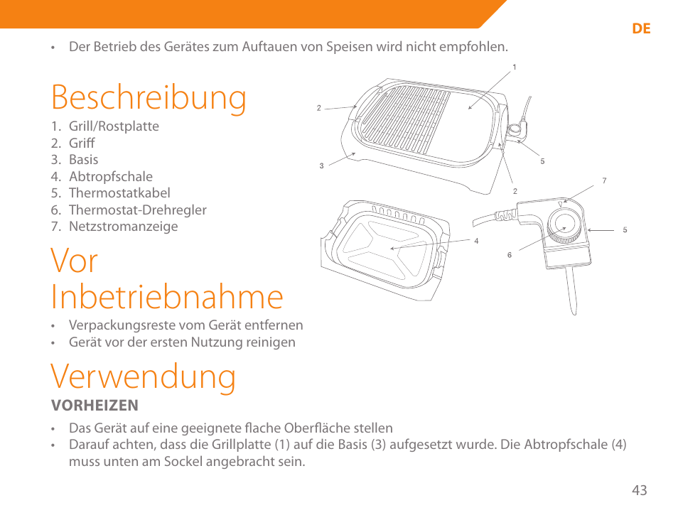 Beschreibung, Vor inbetriebnahme, Verwendung | Acme GE200 User Manual | Page 43 / 102