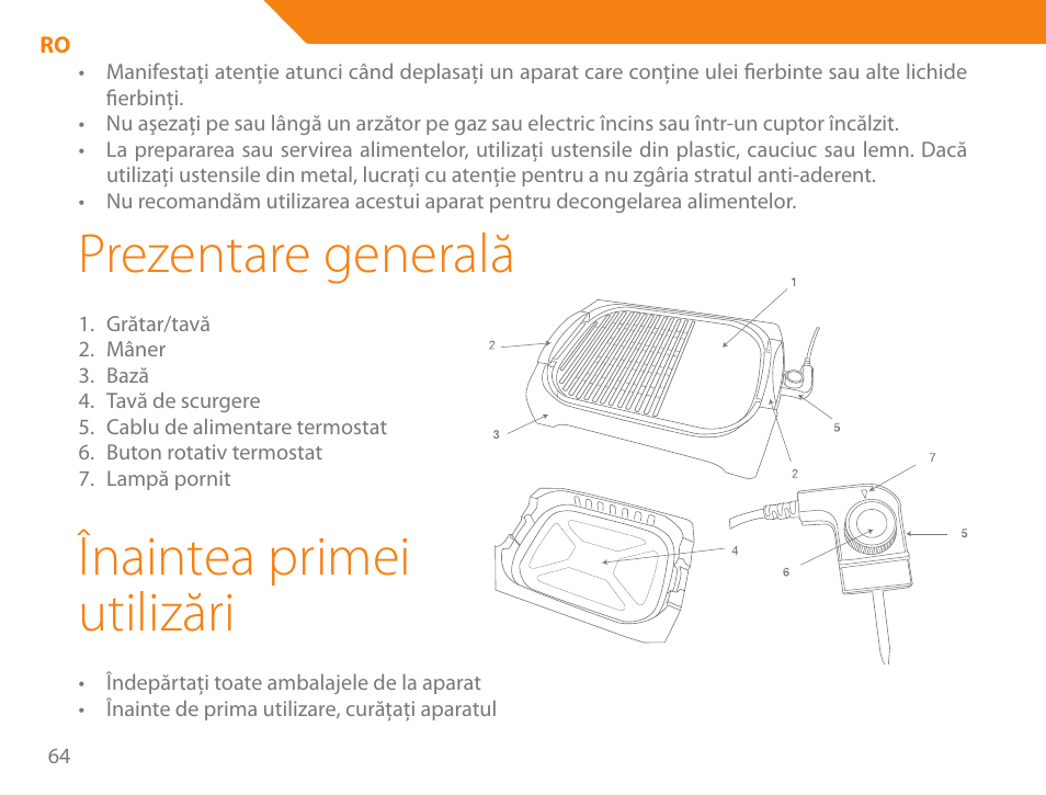 Prezentare generală, Înaintea primei utilizări | Acme GE200 User Manual | Page 64 / 102