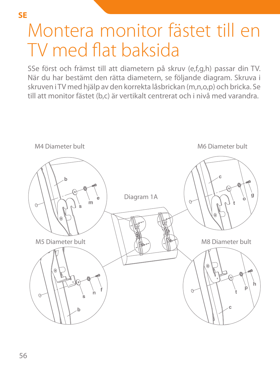 Montera monitor fästet till en tv med flat baksida | Acme PLB103B User Manual | Page 56 / 102