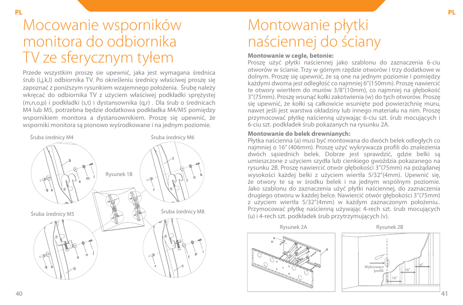 Montowanie płytki naściennej do ściany | Acme PLB110S User Manual | Page 21 / 57