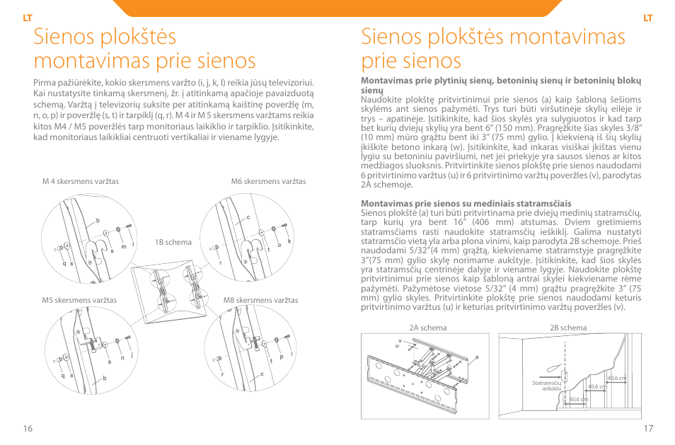 Sienos plokštės montavimas prie sienos | Acme PLB110S User Manual | Page 9 / 57