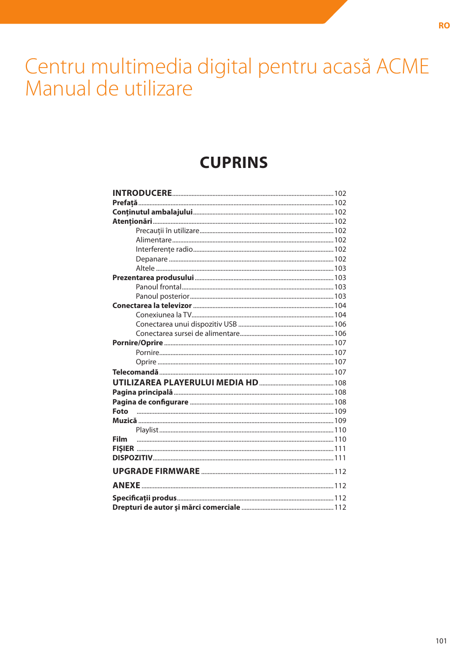 Cuprins | Acme DP01 User Manual | Page 101 / 164