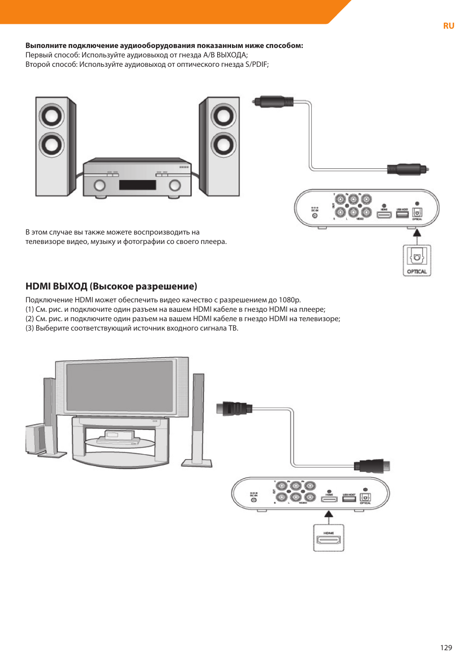 Hdmi выход (высокое разрешение) | Acme DP01 User Manual | Page 129 / 164