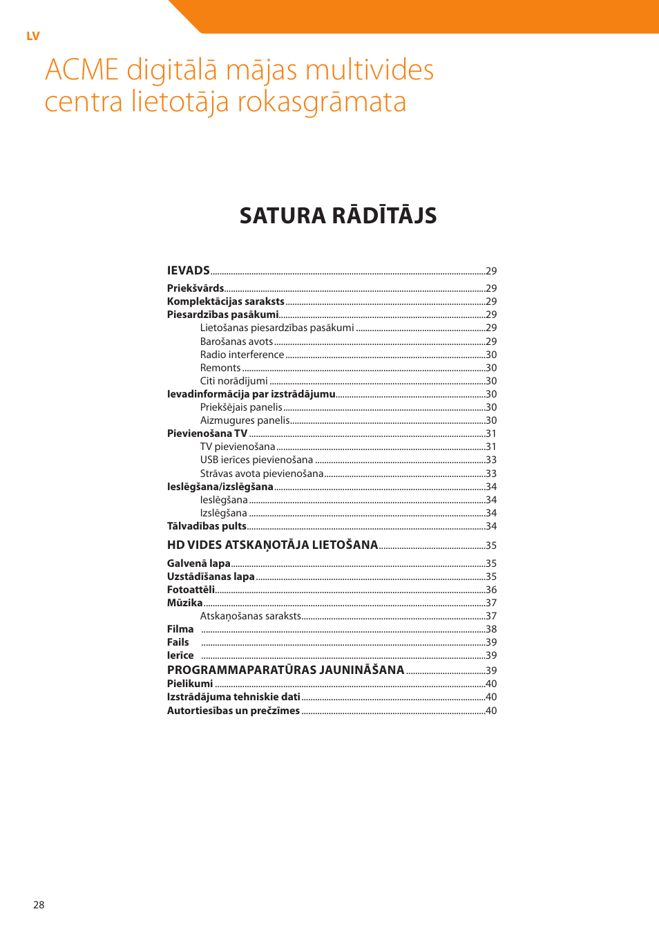 Satura rādītājs | Acme DP01 User Manual | Page 28 / 164