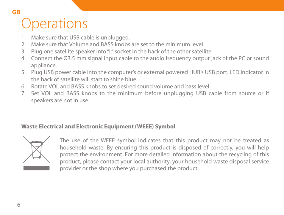 Operations | Acme SS111 User Manual | Page 6 / 56