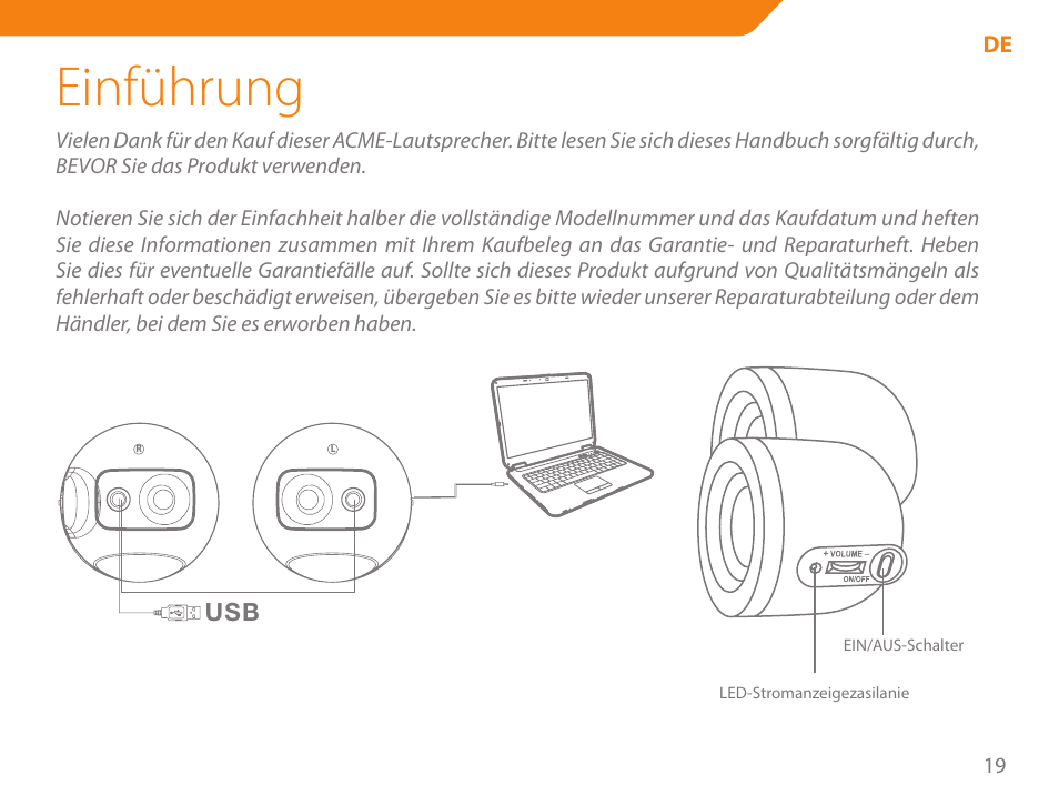 Einführung | Acme SS-109 User Manual | Page 19 / 54