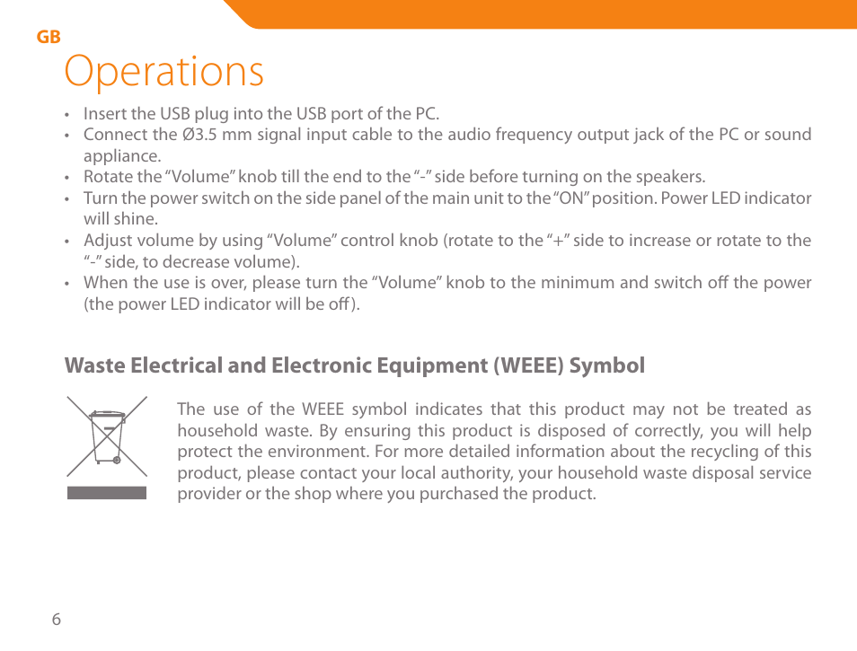 Operations | Acme SS-109 User Manual | Page 6 / 54