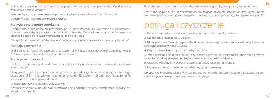 Obsługa i czyszczenie | Acme TE-100 User Manual | Page 20 / 46