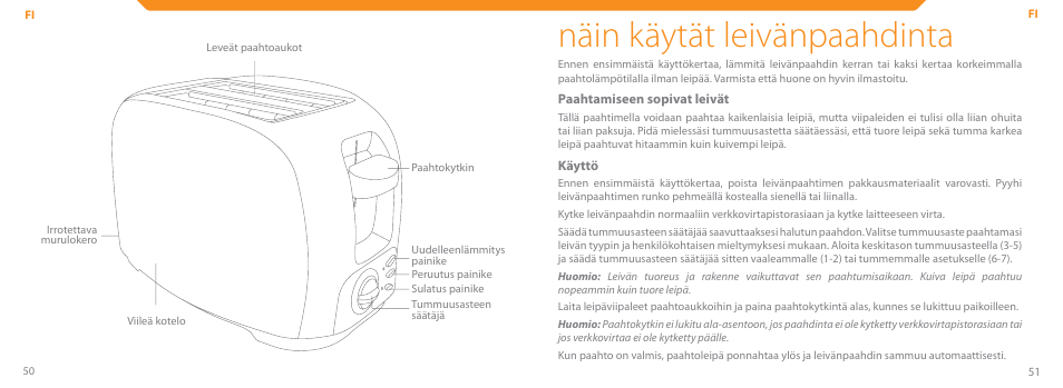 Näin käytät leivänpaahdinta | Acme TE-100 User Manual | Page 26 / 46