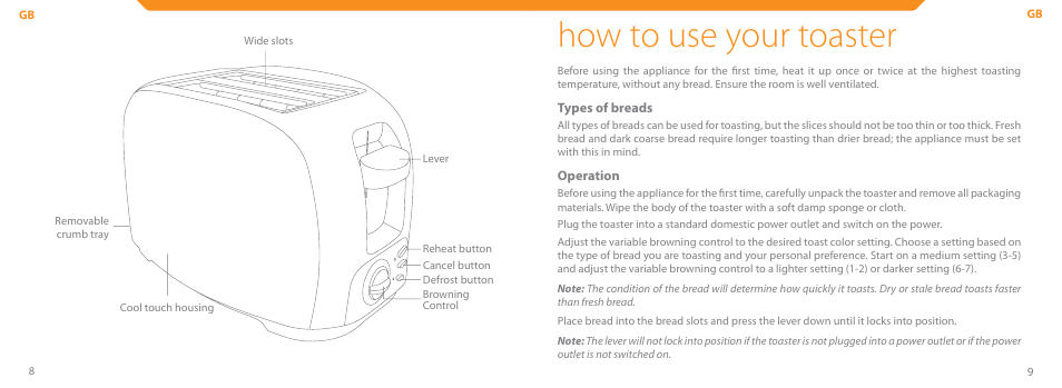 How to use your toaster | Acme TE-100 User Manual | Page 5 / 46