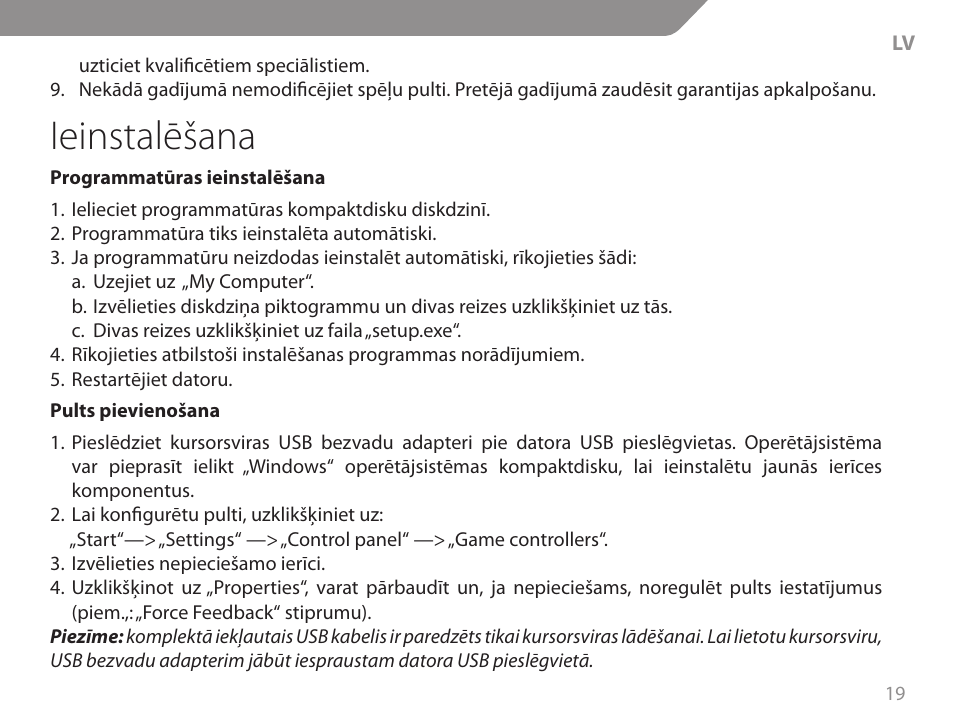 Ieinstalēšana | Acme GW01 User Manual | Page 19 / 96