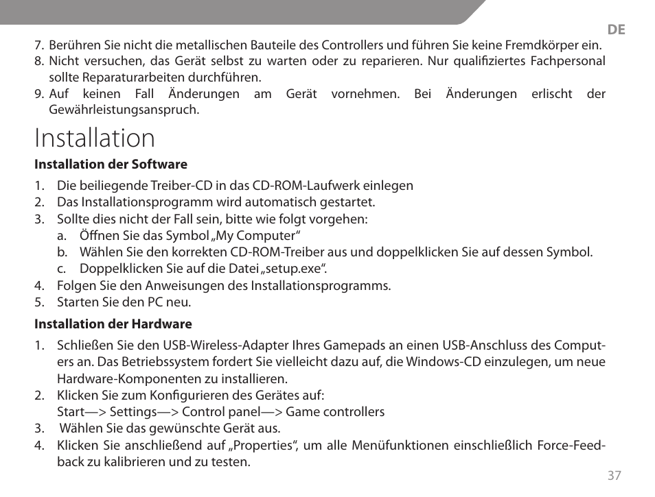 Installation | Acme GW01 User Manual | Page 37 / 96