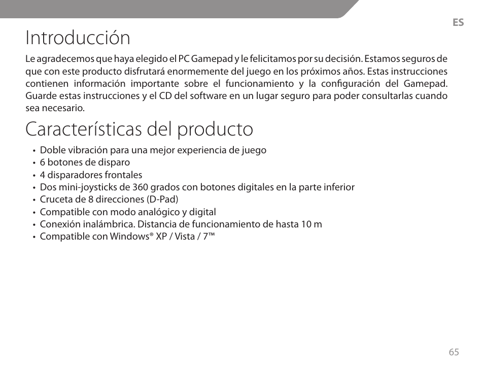 Introducción, Características del producto | Acme GW01 User Manual | Page 65 / 96