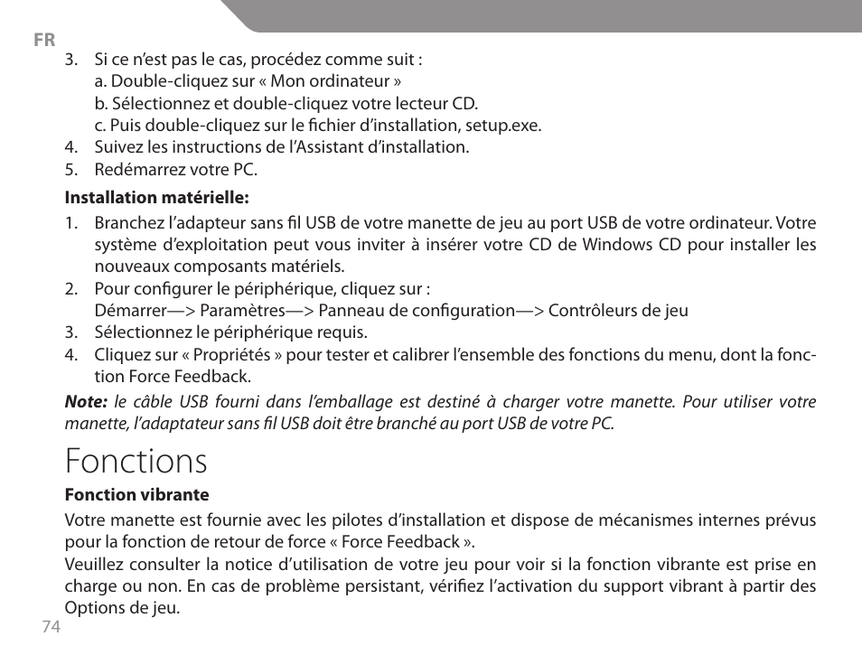 Fonctions | Acme GW01 User Manual | Page 74 / 96