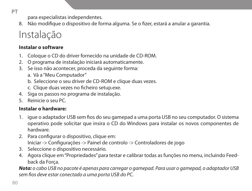 Instalação | Acme GW01 User Manual | Page 80 / 96
