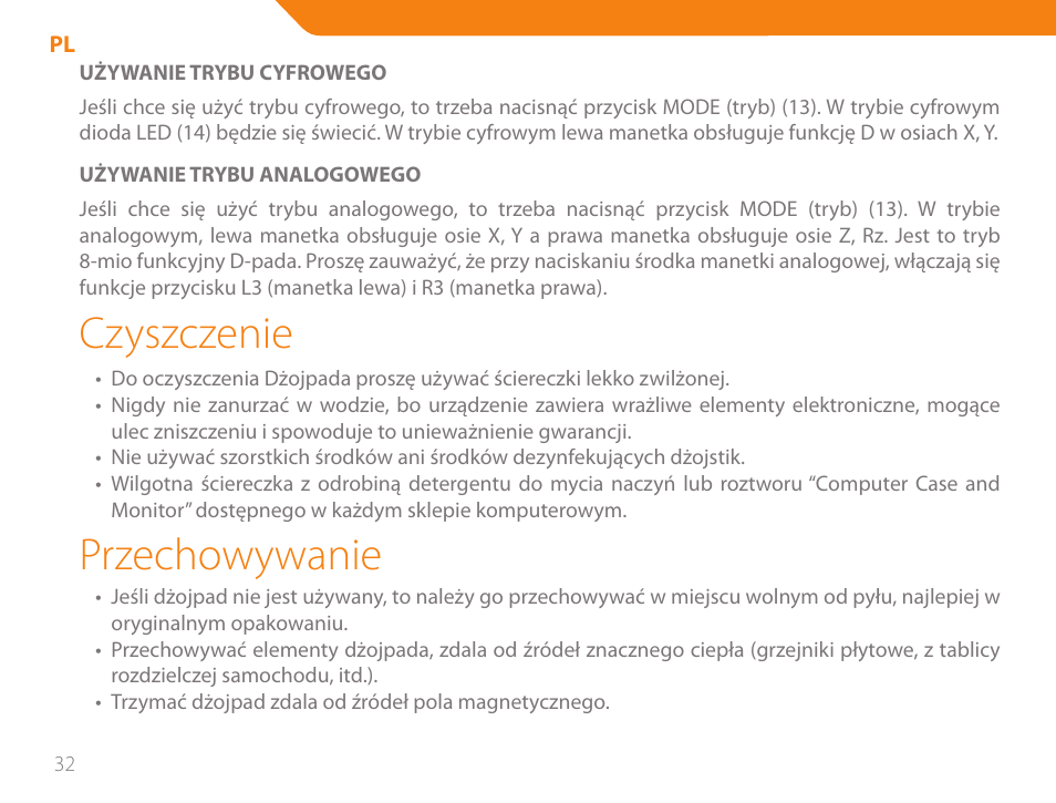 Czyszczenie, Przechowywanie | Acme GA05 User Manual | Page 32 / 88