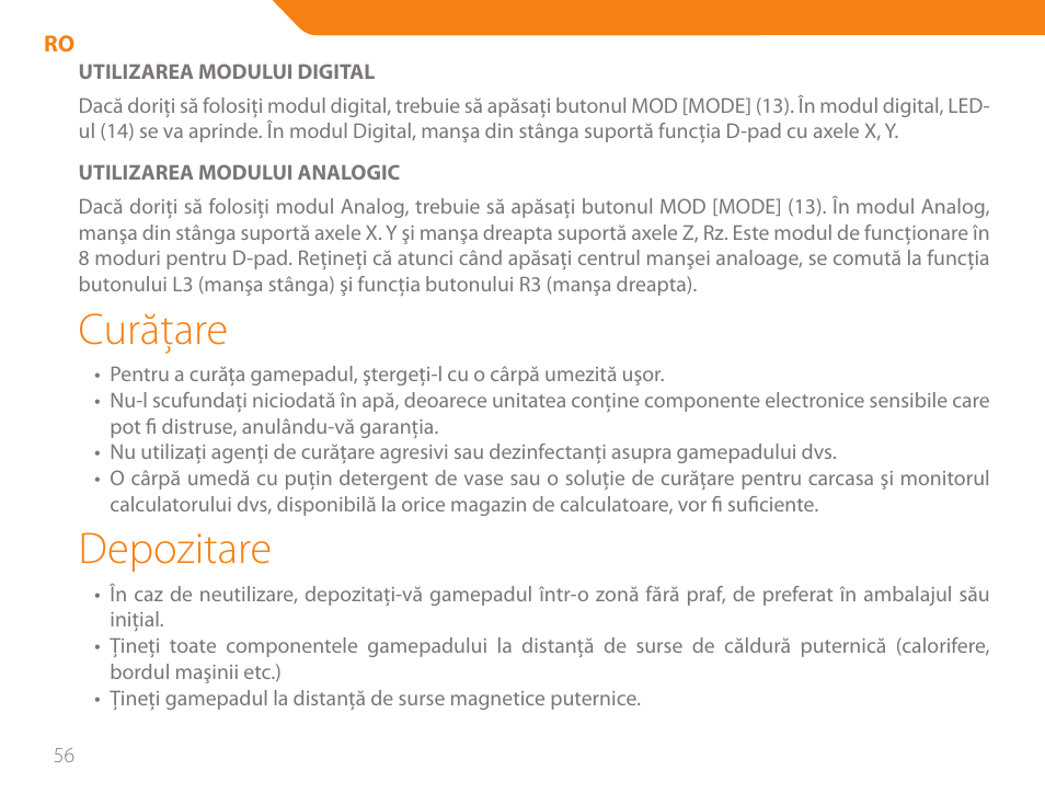 Curăţare, Depozitare | Acme GA05 User Manual | Page 56 / 88