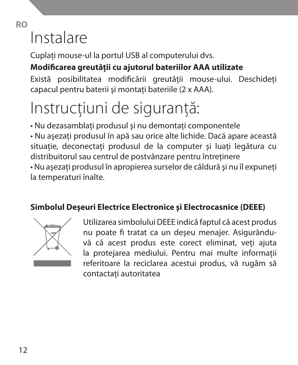 Instalare, Instrucţiuni de siguranţă | Acme MS11 User Manual | Page 12 / 32