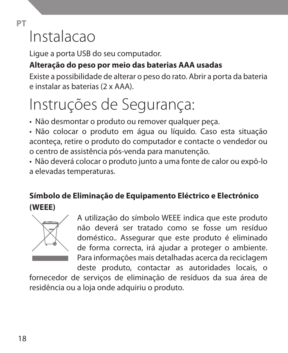 Instalacao, Instruções de segurança | Acme MS11 User Manual | Page 18 / 32