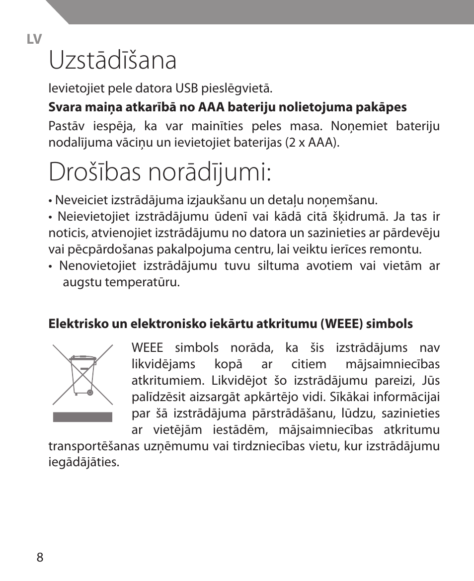 Uzstādīšana, Drošības norādījumi | Acme MS11 User Manual | Page 8 / 32