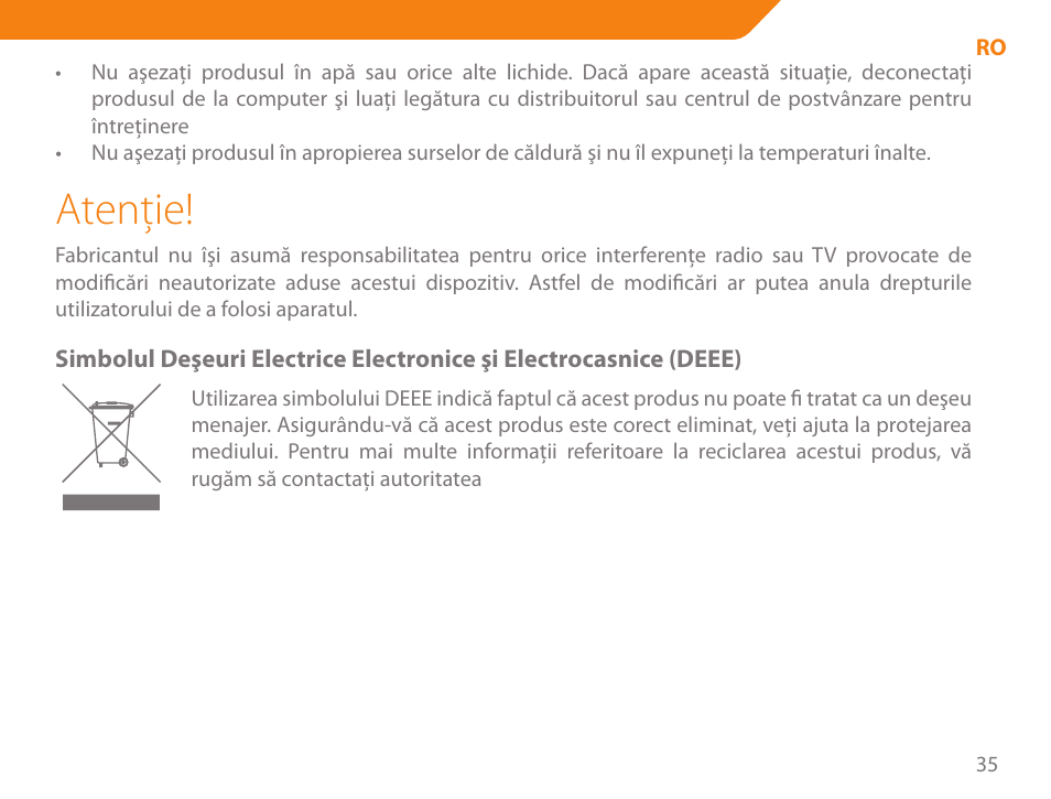 Atenţie | Acme MB01 User Manual | Page 35 / 70
