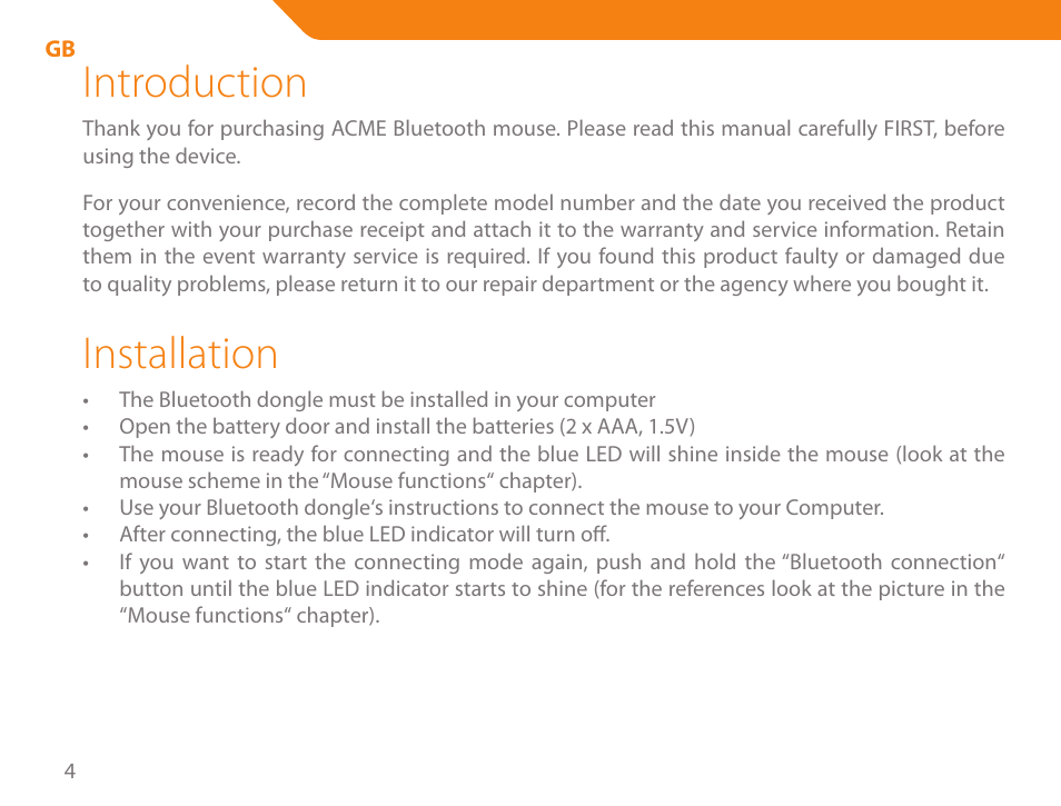 Introduction, Installation | Acme MB01 User Manual | Page 4 / 70