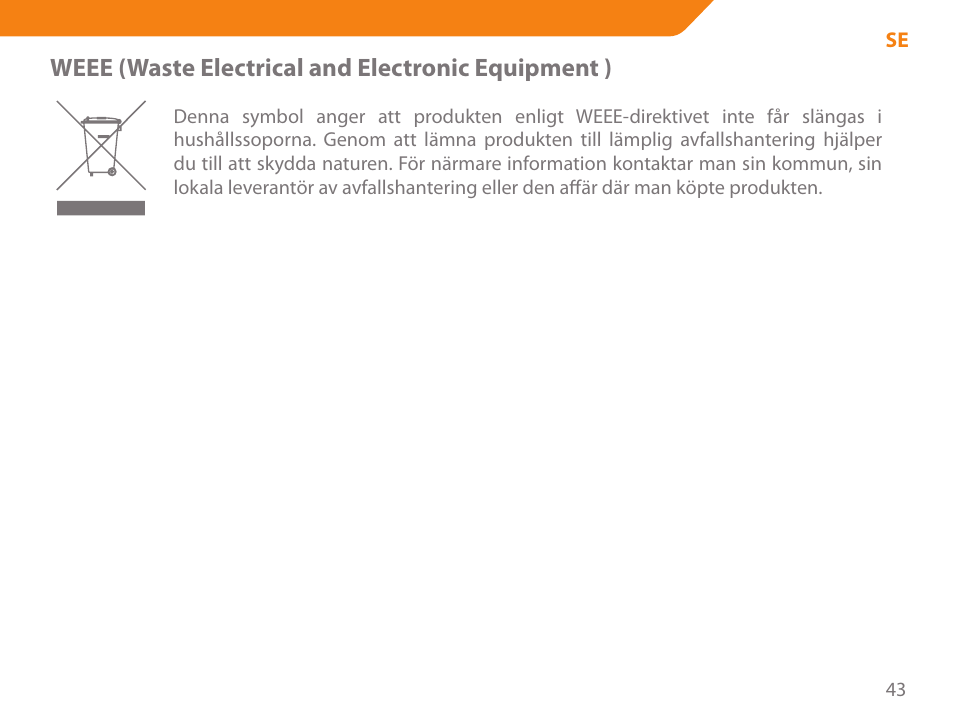 Weee (waste electrical and electronic equipment ) | Acme SS-203 User Manual | Page 43 / 78