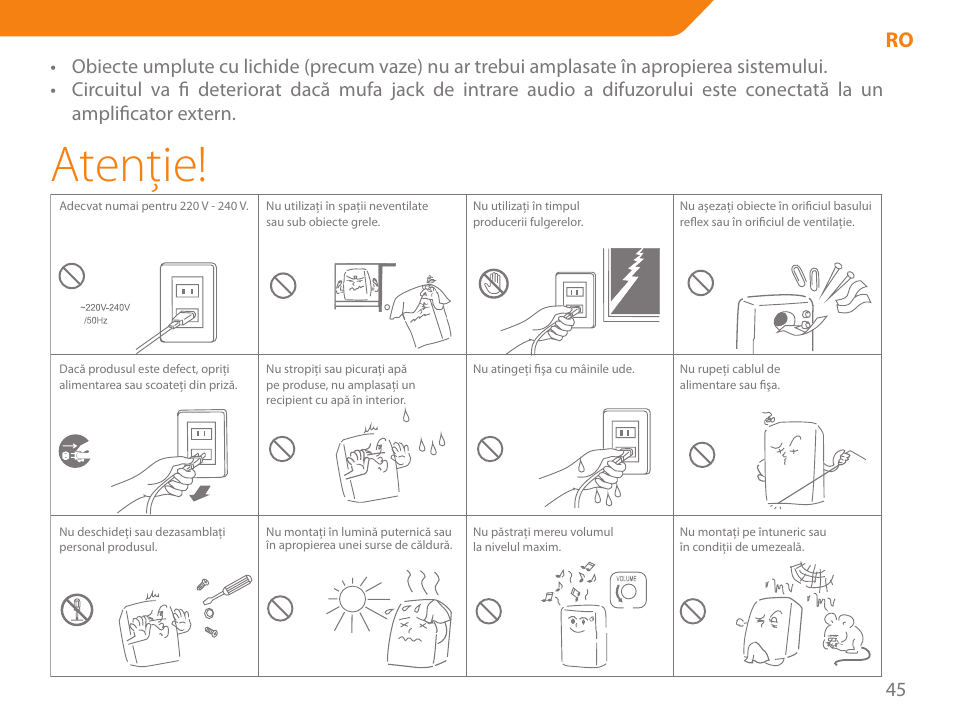 Atenţie | Acme SS-203 User Manual | Page 45 / 78