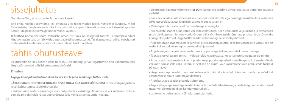 Sissejuhatus, Tähtis ohutusteave | Acme TE-200 User Manual | Page 14 / 46