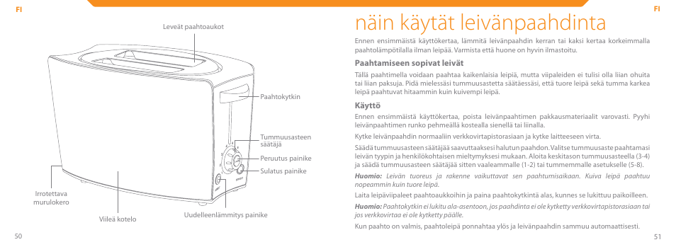 Näin käytät leivänpaahdinta | Acme TE-200 User Manual | Page 26 / 46