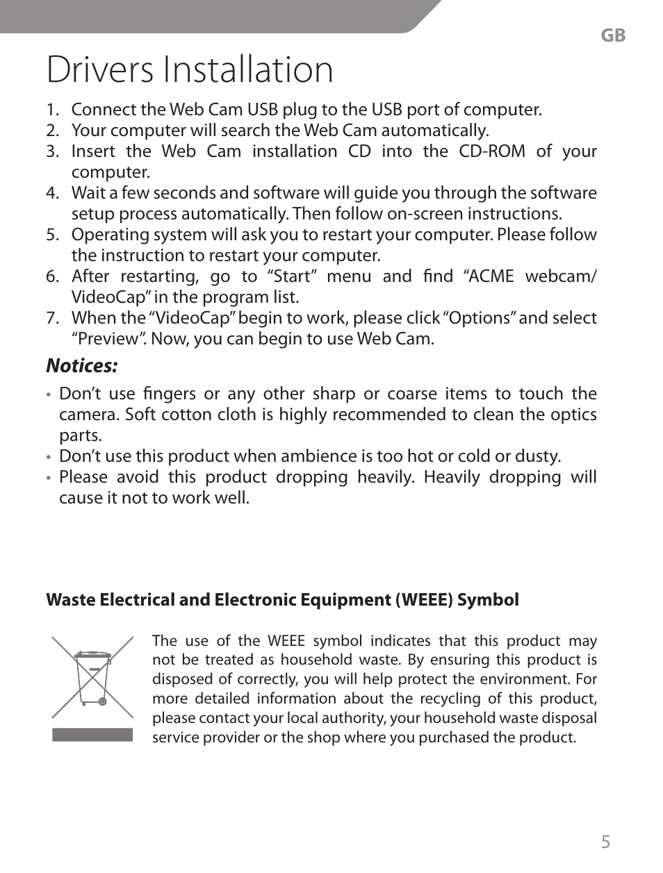 Drivers installation | Acme CA13 User Manual | Page 5 / 44