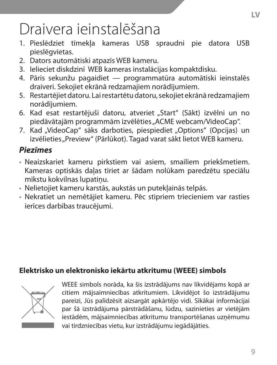 Draivera ieinstalēšana | Acme CA13 User Manual | Page 9 / 44