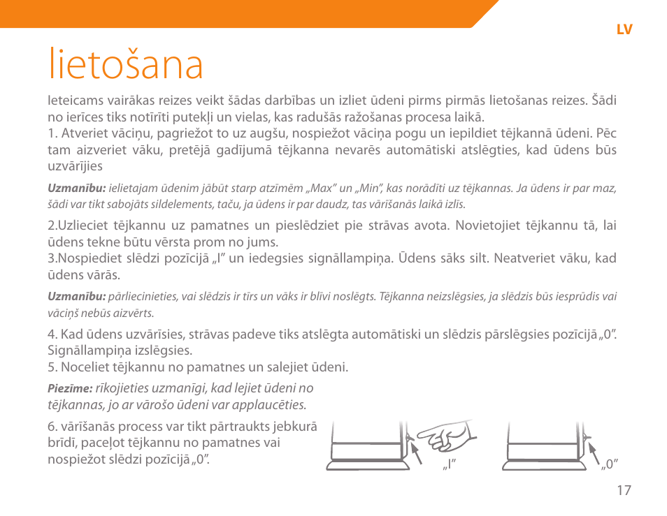 Lietošana | Acme KB-100 User Manual | Page 17 / 76