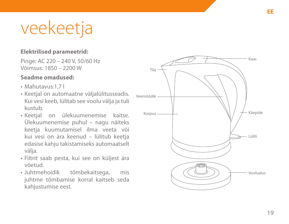 Veekeetja | Acme KB-100 User Manual | Page 19 / 76