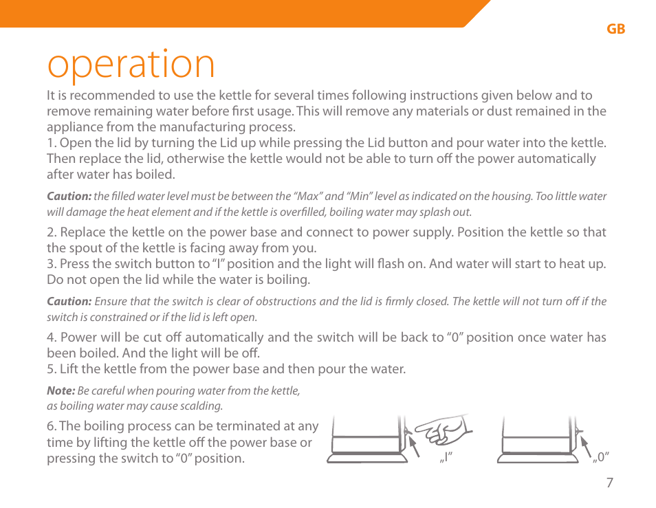 Operation | Acme KB-100 User Manual | Page 7 / 76