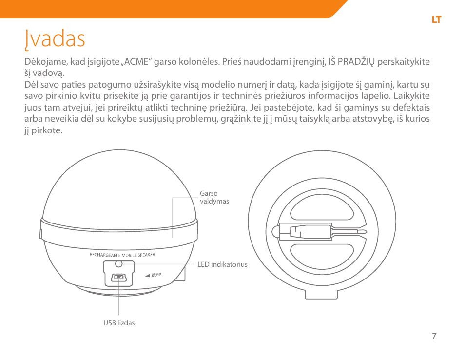 Įvadas | Acme SP102 User Manual | Page 7 / 68