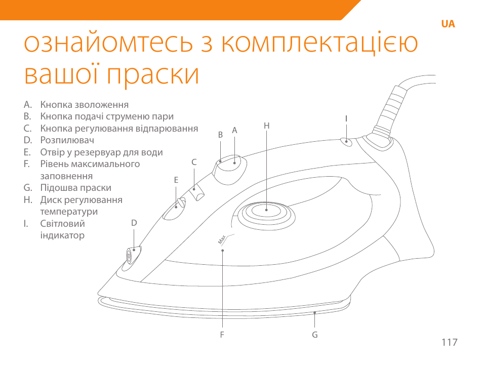 Ознайомтесь з комплектацією вашої праски | Acme IB-100 User Manual | Page 117 / 126