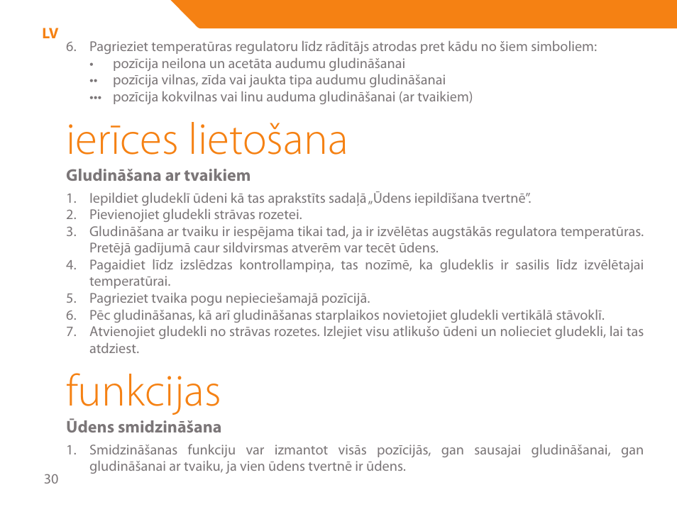 Ierīces lietošana, Funkcijas | Acme IB-100 User Manual | Page 30 / 126