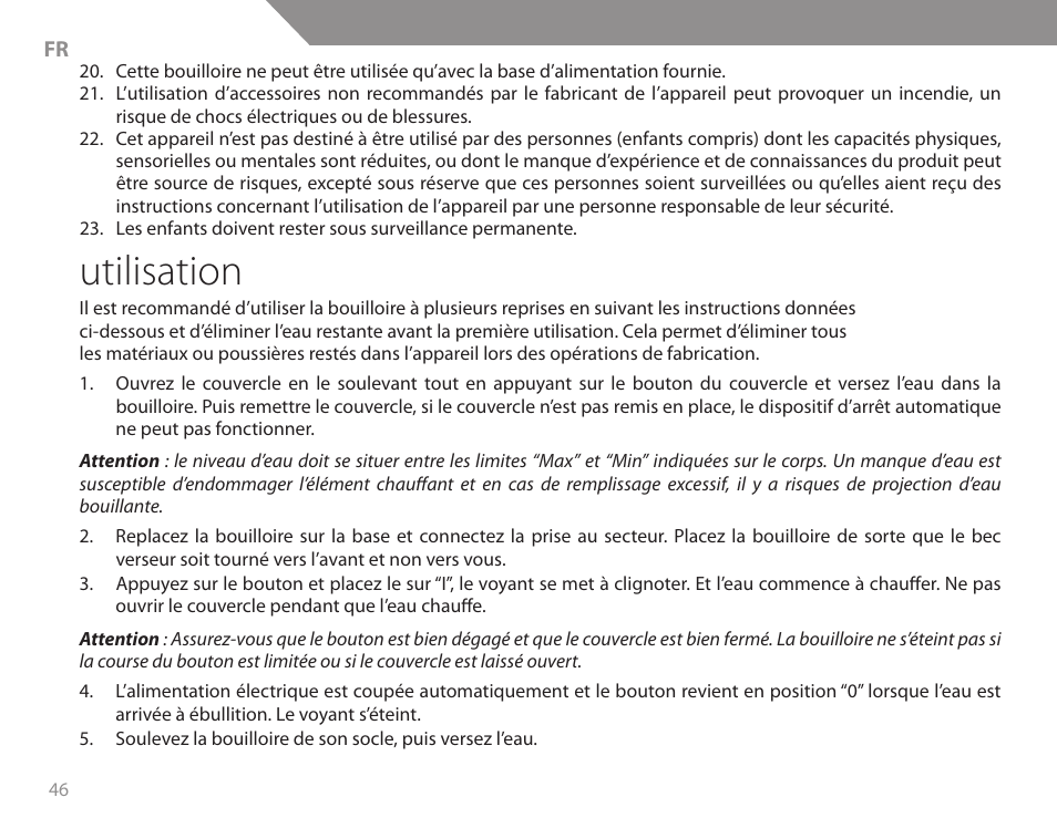 Utilisation | Acme KB200 User Manual | Page 46 / 66
