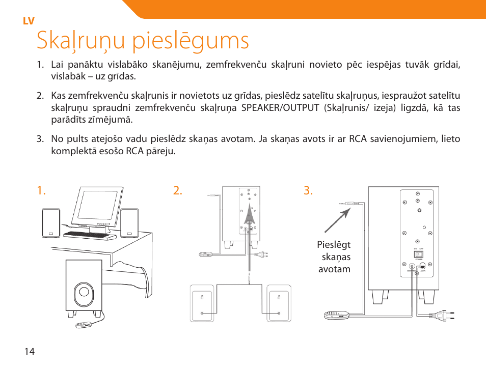 Skaļruņu pieslēgums | Acme NI-30 User Manual | Page 14 / 64