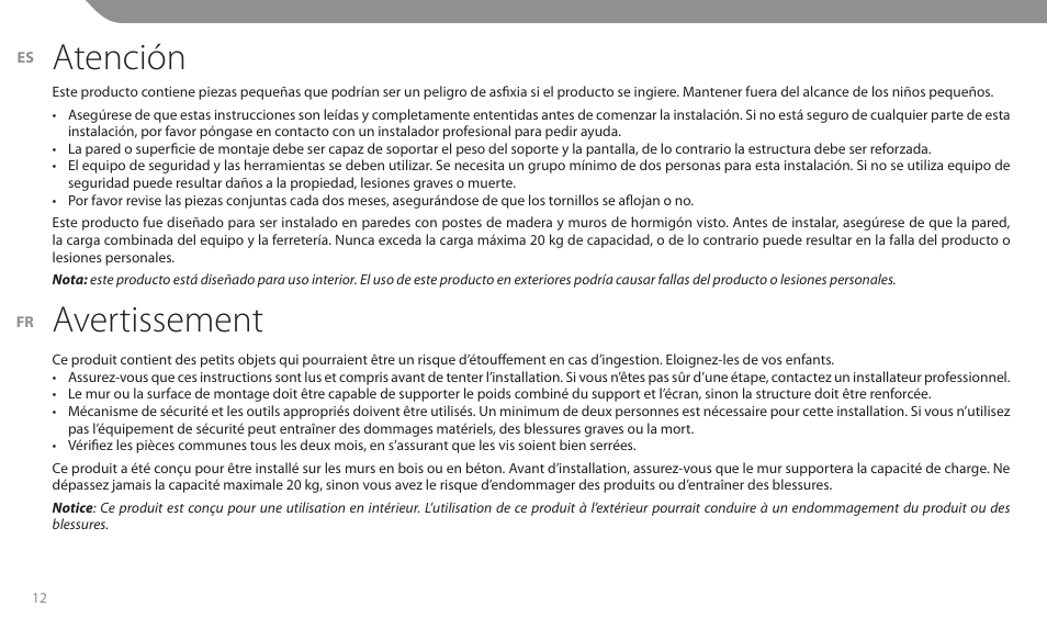 Atención, Avertissement | Acme MT101 User Manual | Page 12 / 28