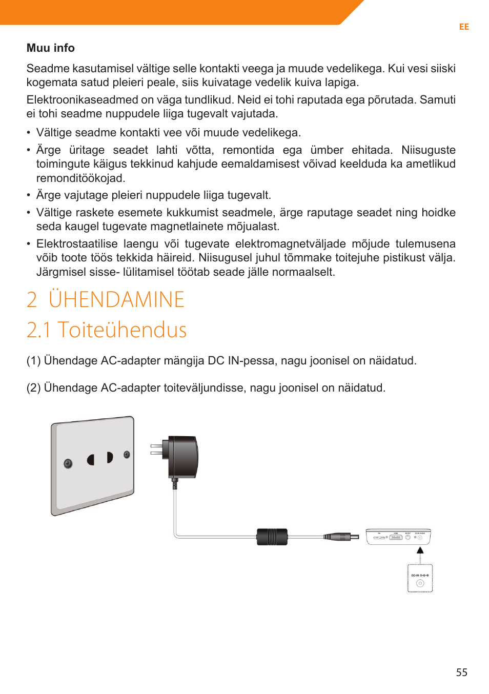 2 ühendamine 2.1 toiteühendus | Acme MP01 User Manual | Page 55 / 94