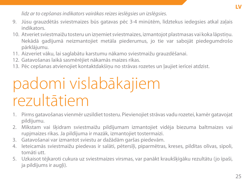 Padomi vislabākajiem rezultātiem | Acme SE-100 User Manual | Page 25 / 102