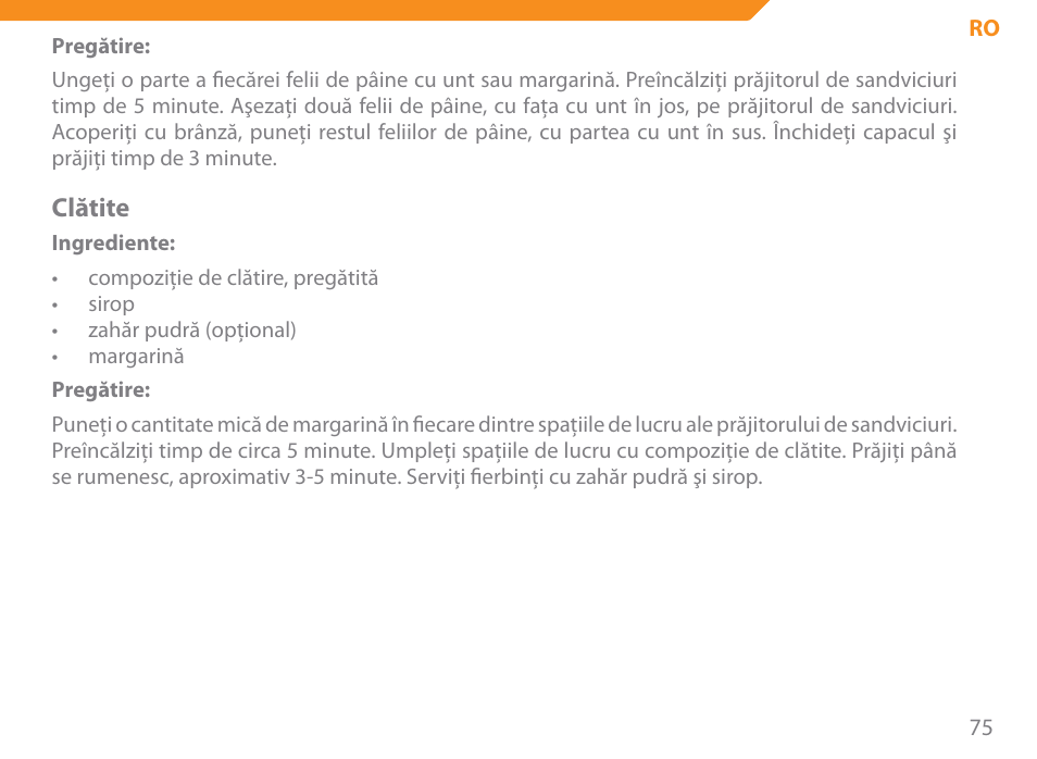 Clătite | Acme SE-100 User Manual | Page 75 / 102
