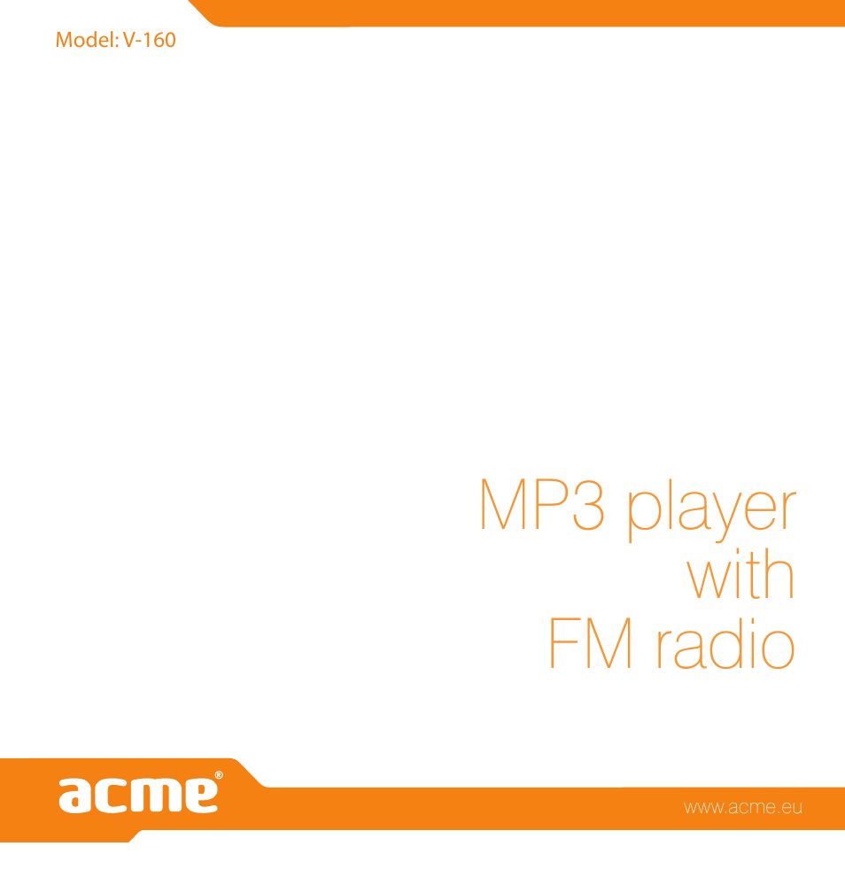 Mp3 player with fm radio | Acme V-160 User Manual | Page 70 / 70