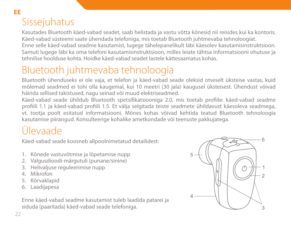 Sissejuhatus, Bluetooth juhtmevaba tehnoloogia, Ülevaade | Acme BH-01 User Manual | Page 22 / 92