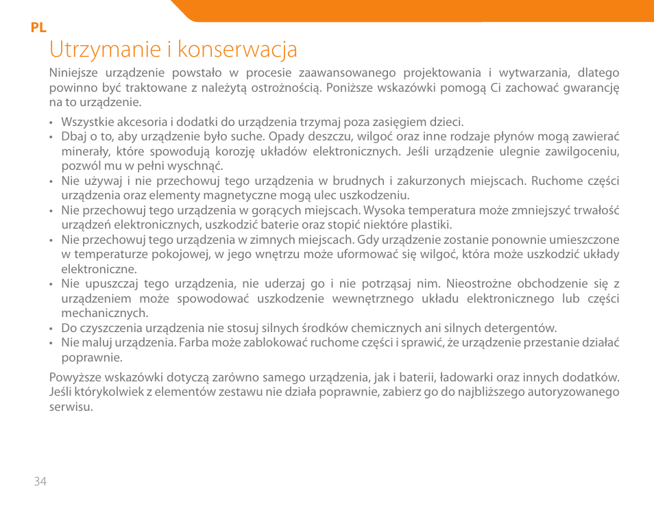 Utrzymanie i konserwacja | Acme BH-01 User Manual | Page 34 / 92